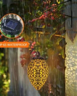 2Pcs Solar LED Hanging Lantern Lights Metal Garden Patio Decor Lights