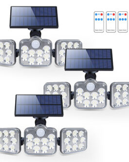 Solar Outdoor Lights 138 LED 3-Head Adjustable 360°Rotating Wide-Angle