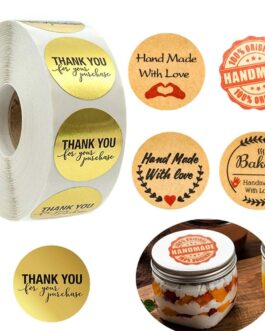 500PCS Thank You Kraft Handmade Stickers Cards Box