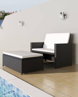 2 Piece Garden Lounge Set with Cushions Poly Rattan Gray