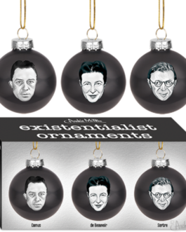 Existentialist Holiday Glass Mini Ornaments Set in Black | Featuring