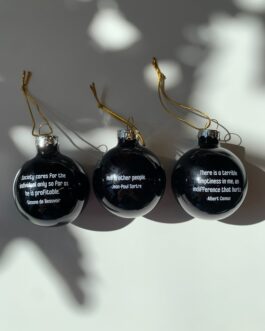 Existentialist Holiday Glass Mini Ornaments Set in Black | Featuring