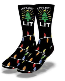 LET’S GET LIT Funny Christmas Lights Socks