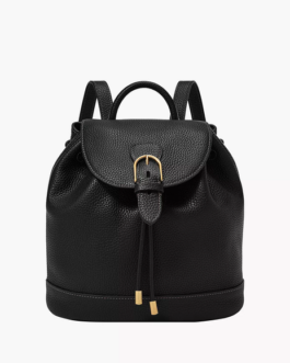 Black Everleigh Leather Flap Backpack