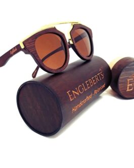 Cherry Wood Full Frame, Polarized with Gold Trim and Bamboo Case